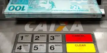 Imagem ilustrativa sobre o saque do FGTS no caixa eletrônico da Caixa Econômica com biometria - Retire até R$ 3.000 sem usar senha.