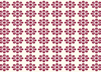 Teste visual com flores estilizadas repetidas em tom marsala sobre fundo creme.