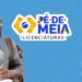 Estudante ao lado do logo do Pé-de-Meia Licenciatura 2026 anunciando início das inscrições.