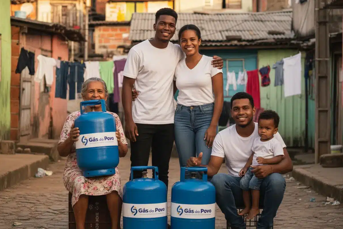 Como consultar e retirar o botijão Família sorrindo em comunidade com botijões do Gás do Povo