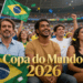 Torcida brasileira celebra na Copa do Mundo 2026 com bandeiras.