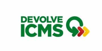 Logotipo do programa Devolve ICMS com setas coloridas sobre fundo claro