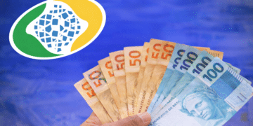 Dinheiro em reais com logo do INSS ao fundo, simbolizando o pagamento do INSS.